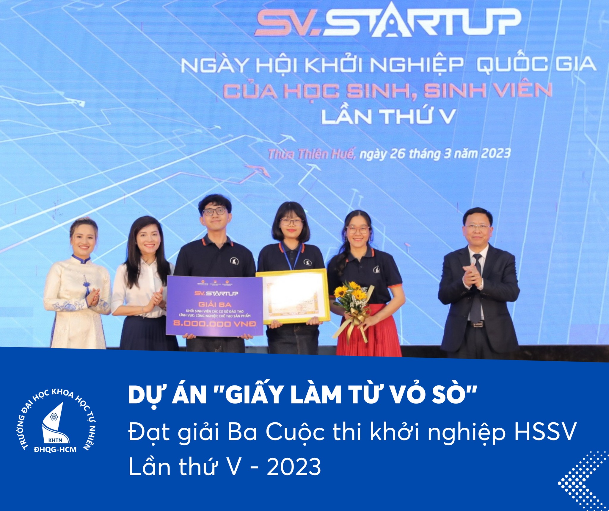 Dự án &#34;Giấy làm từ vỏ sò&#34; đạt giải ba SV-Startup 2023